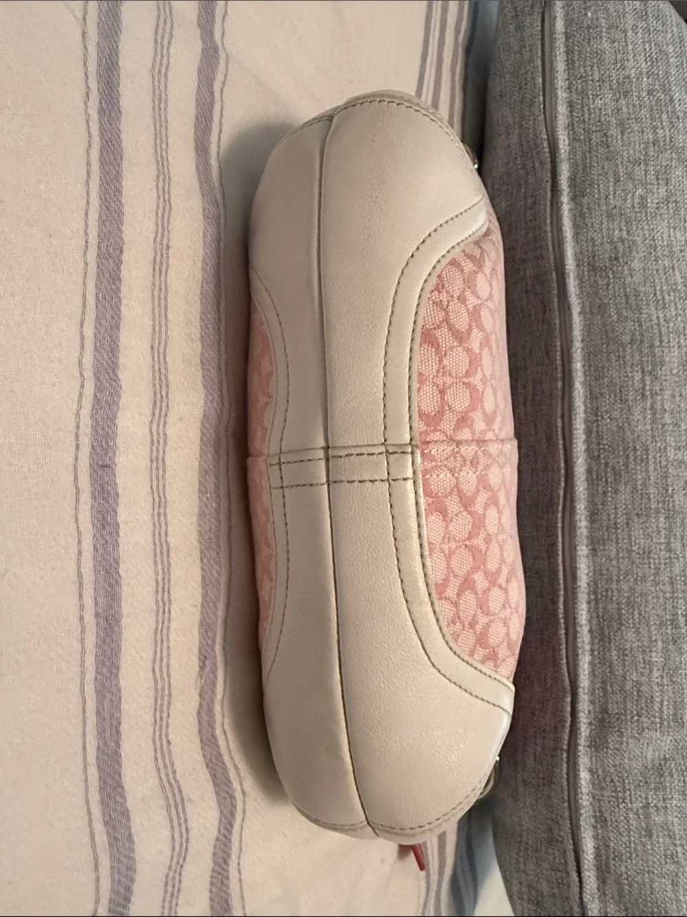 Coach Pink Signature Canvas Hobo with Tan & White Accents